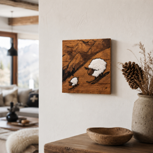 Bild von HOLZBILD "SCHAFE" // ART LINE // 20 x 20 cm