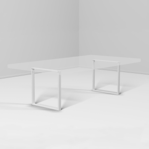 Tischansicht mit weißen Tischbeinen 