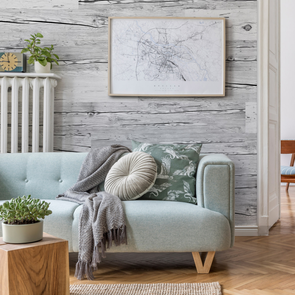 Holzverkleidung im weißen Holzdesign